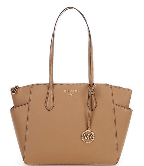 michael kors baby saffiano logo medium camel totes|michael kors marilyn carryall.